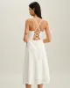 White Pocket A-Line Slip Midi Dress sold by rihoas