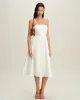 White Pocket A-Line Slip Midi Dress sold by rihoas
