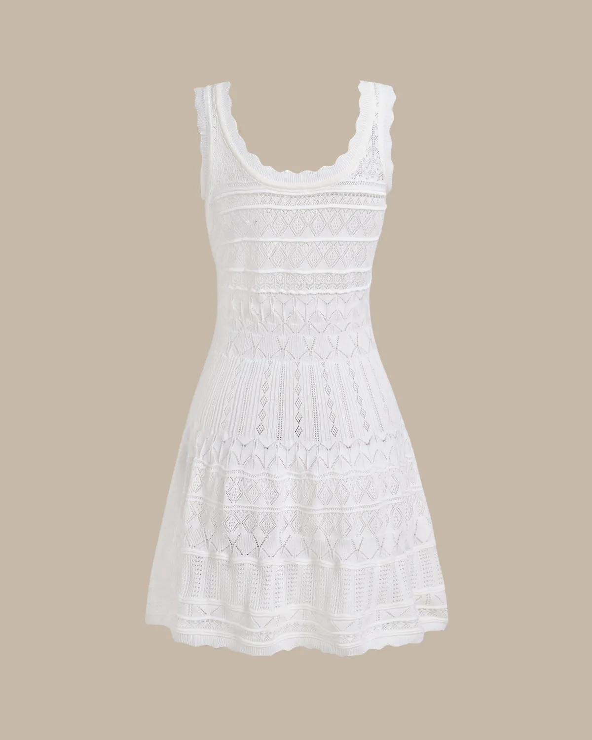 White U Neck Sleeveless Sweater Mini Dress sold by rihoas product image thumbnail 2
