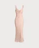 Pink Floral Ruffle Slip Midi Dress sold by rihoas