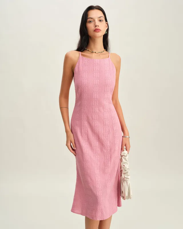 Pink Mermaid Slip Midi Dress sold by rihoas