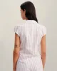 Pink Striped Cap Sleeve Button Blouse sold by rihoas