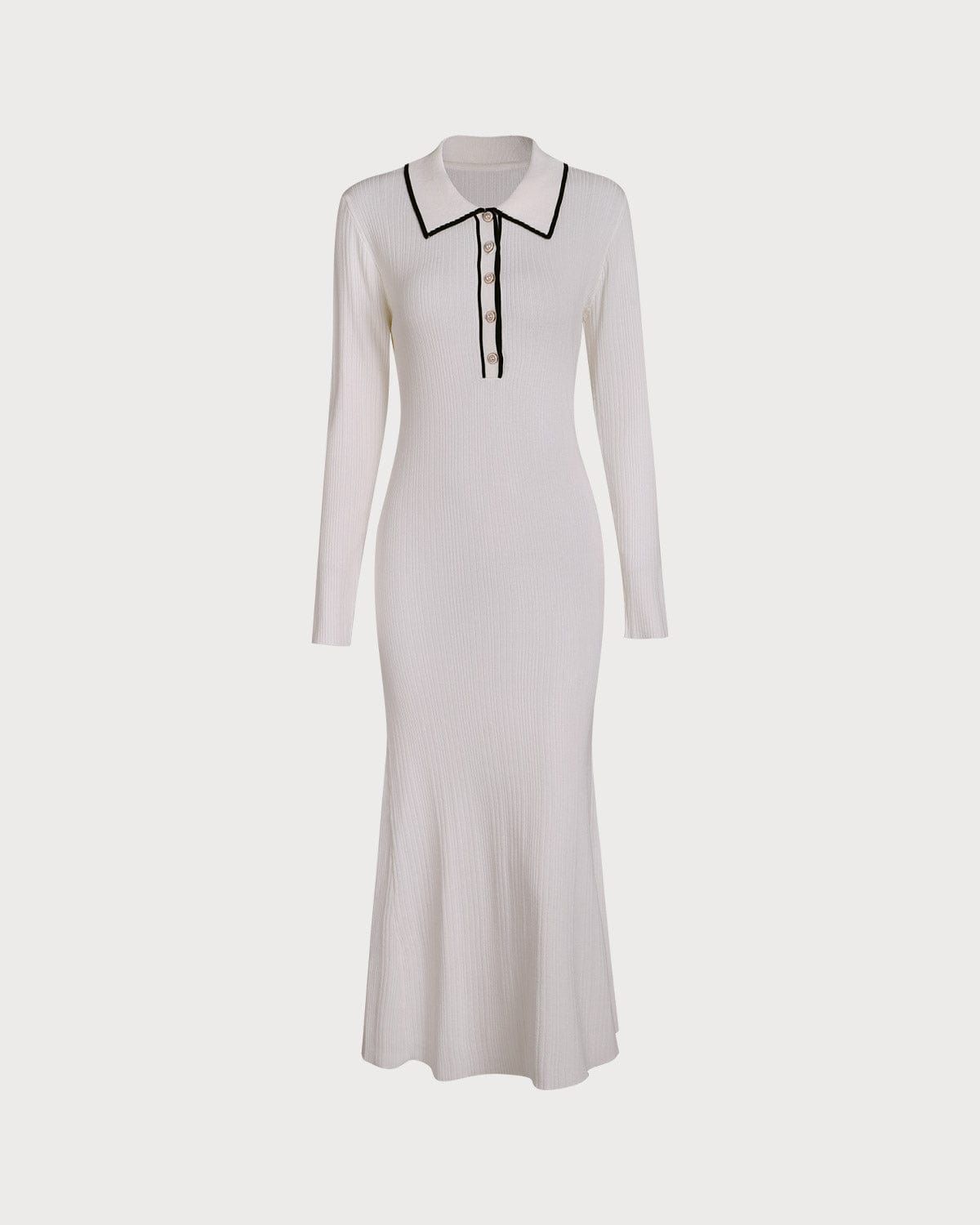 The Contrast Collared Ribbed Knit Midi Dress sold by rihoas product image thumbnail 5