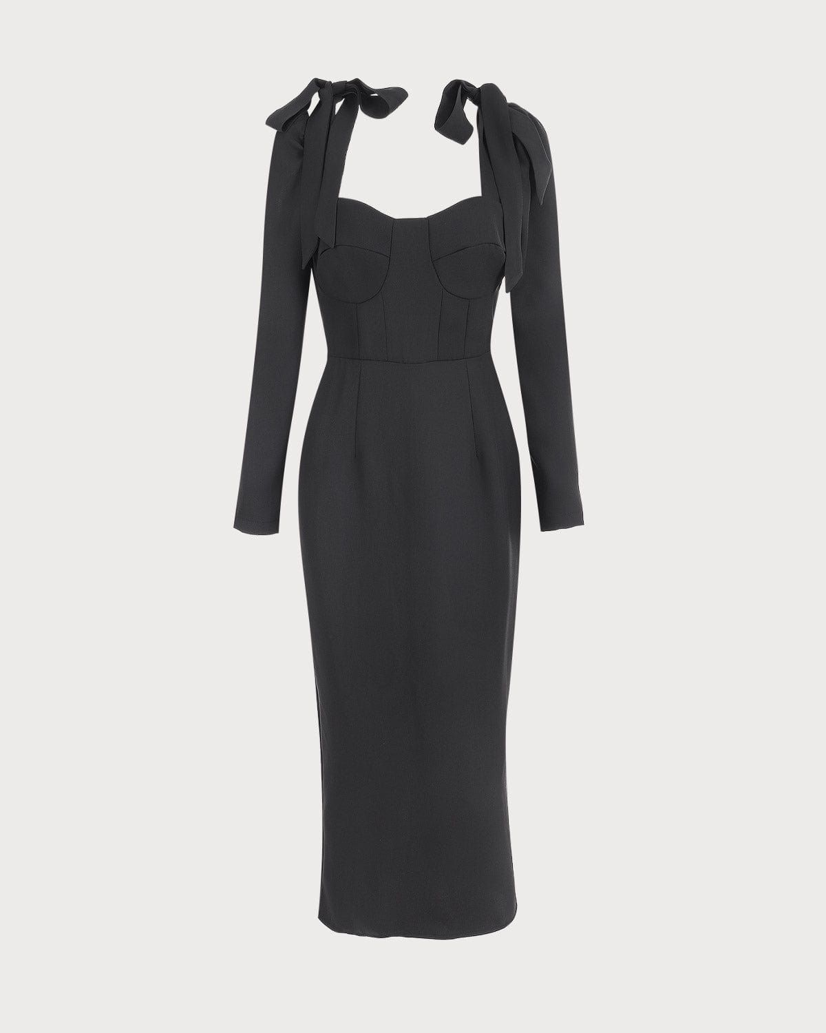 The Tie Strap Slit Long Sleeve Maxi Dress sold by rihoas
