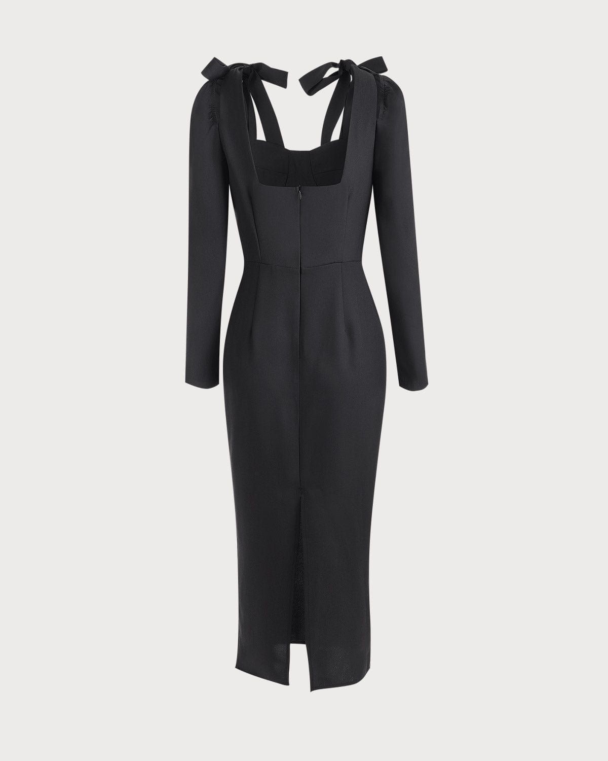 The Tie Strap Slit Long Sleeve Maxi Dress sold by rihoas product image thumbnail 3