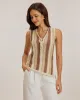 Khaki Striped V Neck Tank Top sold by rihoas