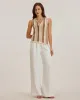 Khaki Striped V Neck Tank Top sold by rihoas