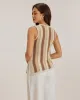 Khaki Striped V Neck Tank Top sold by rihoas