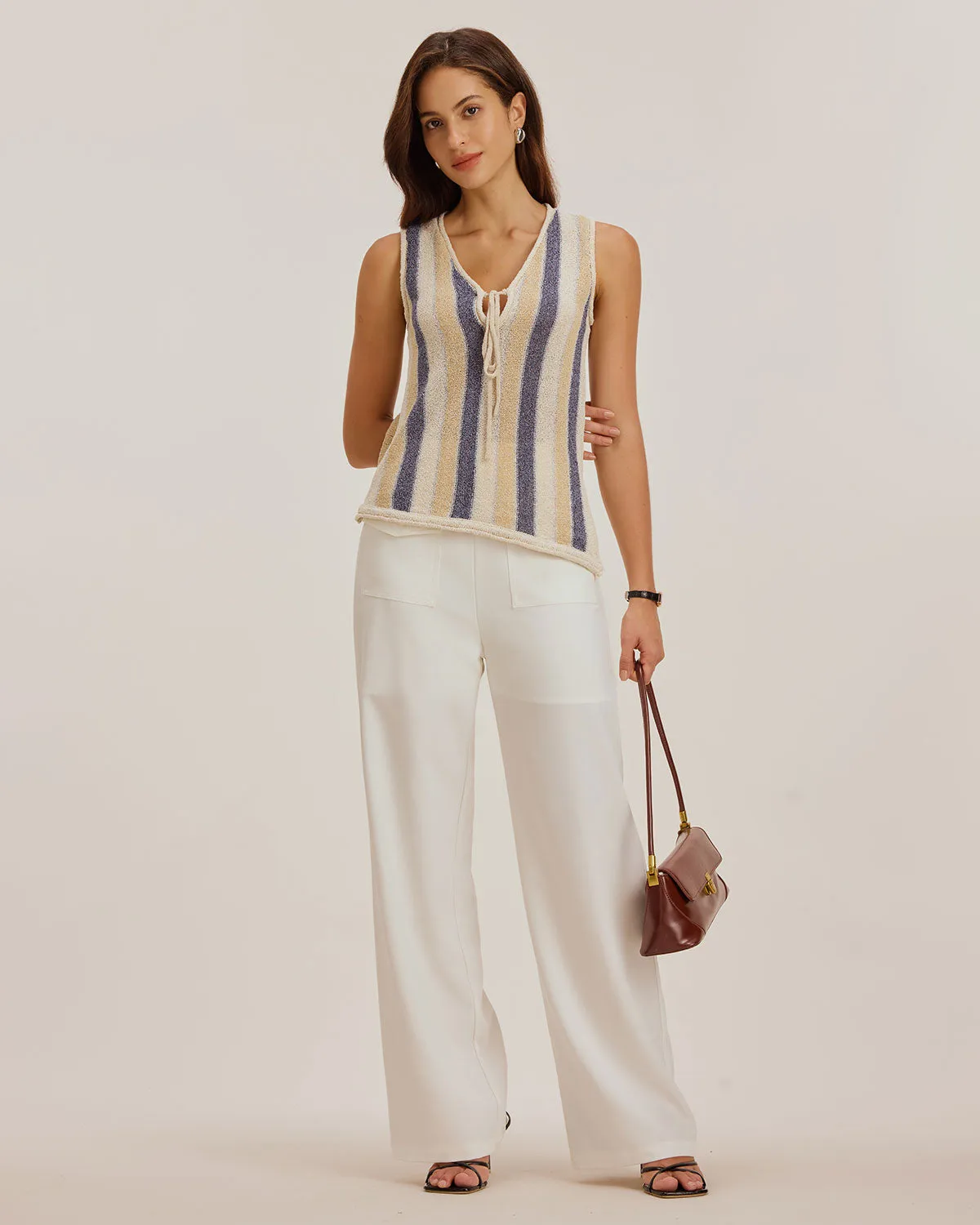 Blue Striped V Neck Tank Top sold by rihoas product image thumbnail 5