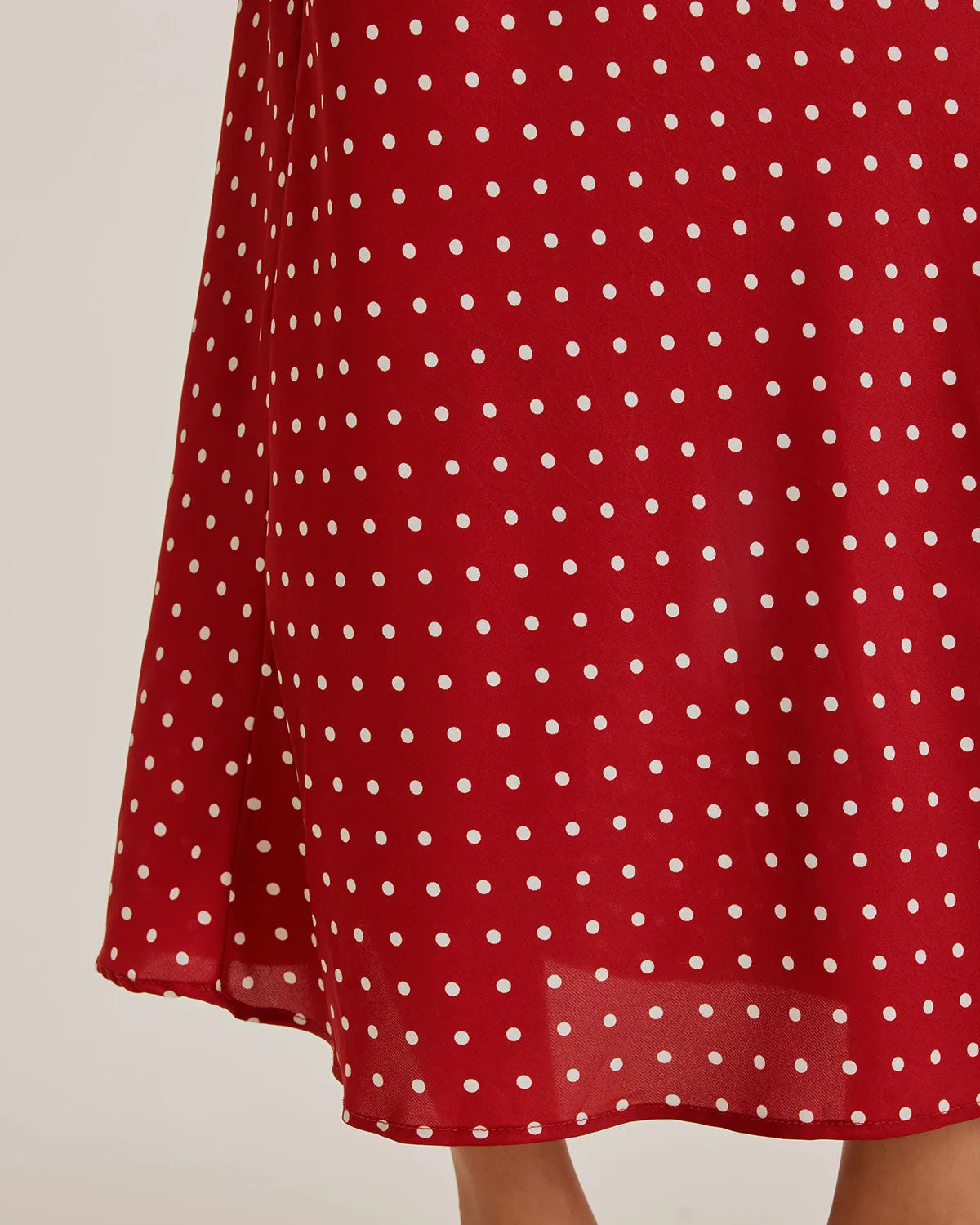 Red Polka Dot Halter Maxi Dress sold by rihoas product image thumbnail 4