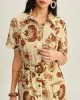 Brown Floral Belted Midi Dress sold by rihoas