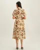 Brown Floral Belted Midi Dress sold by rihoas