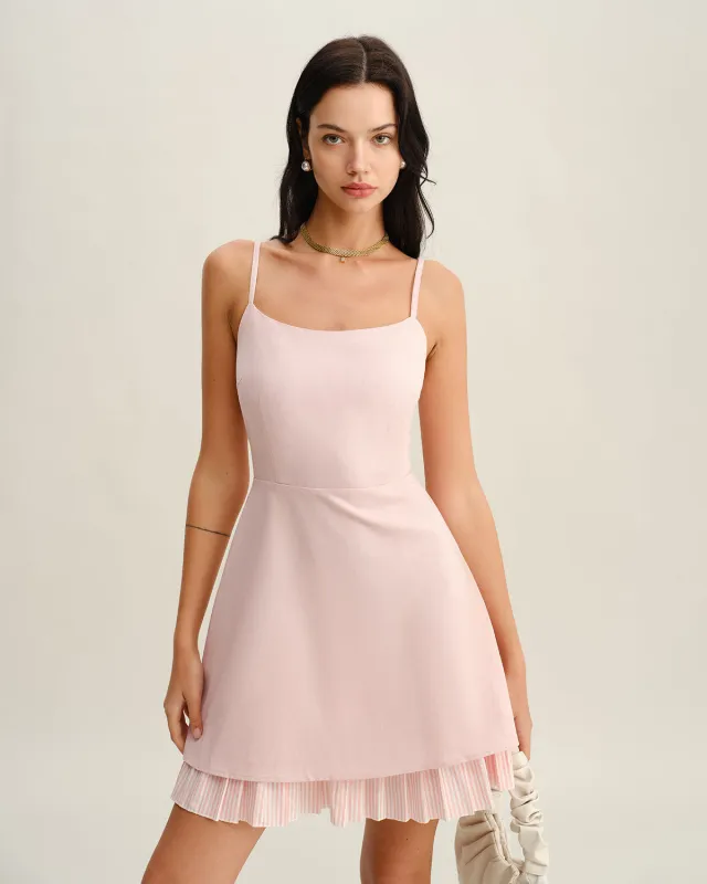 Pink Contrast A-Line Slip Mini Dress sold by rihoas