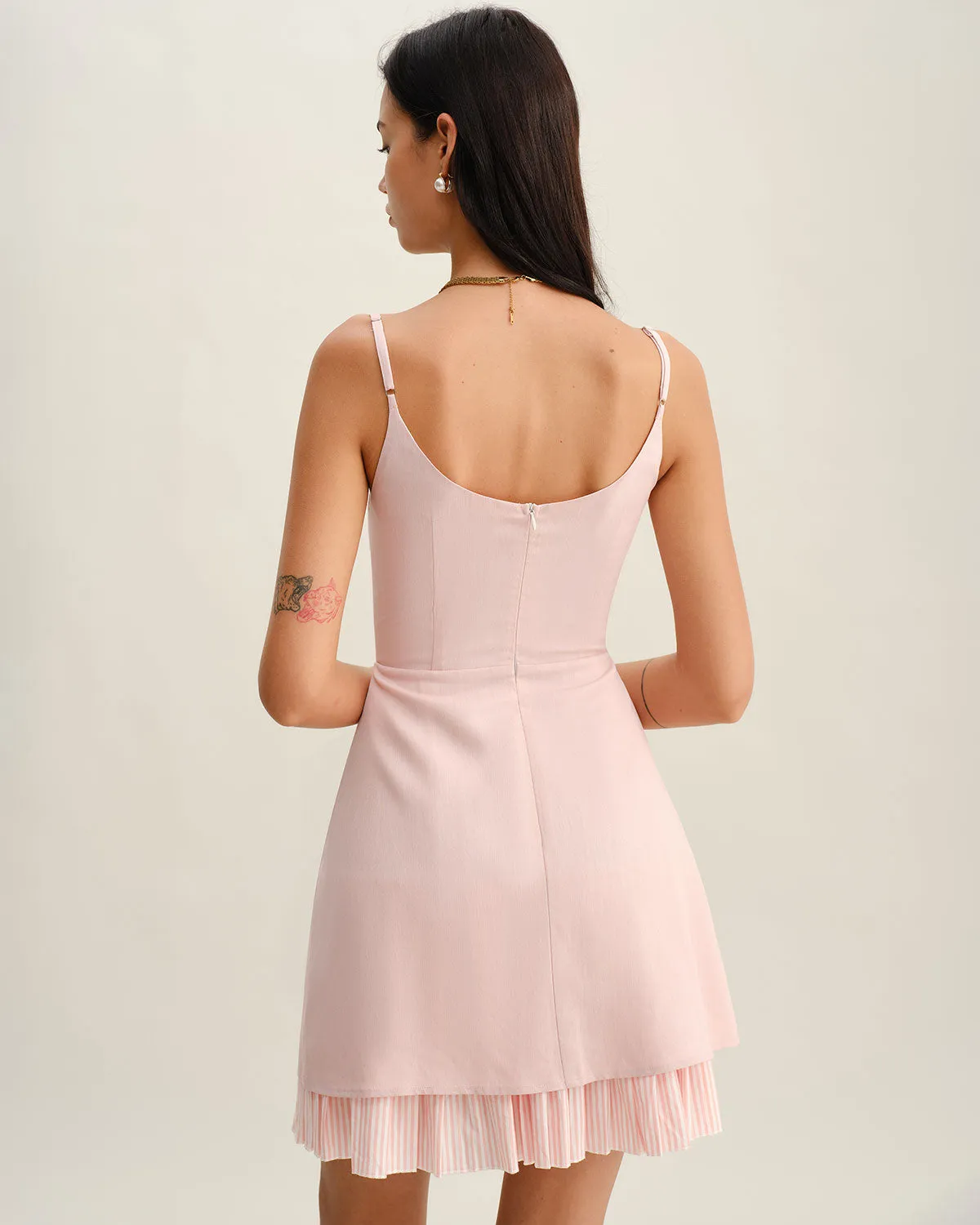 Pink Contrast A-Line Slip Mini Dress sold by rihoas product image thumbnail 5