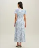 Blue Floral V Neck Button Maxi Dress sold by rihoas