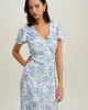 Blue Floral V Neck Button Maxi Dress sold by rihoas