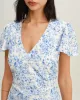 Blue Floral V Neck Button Maxi Dress sold by rihoas