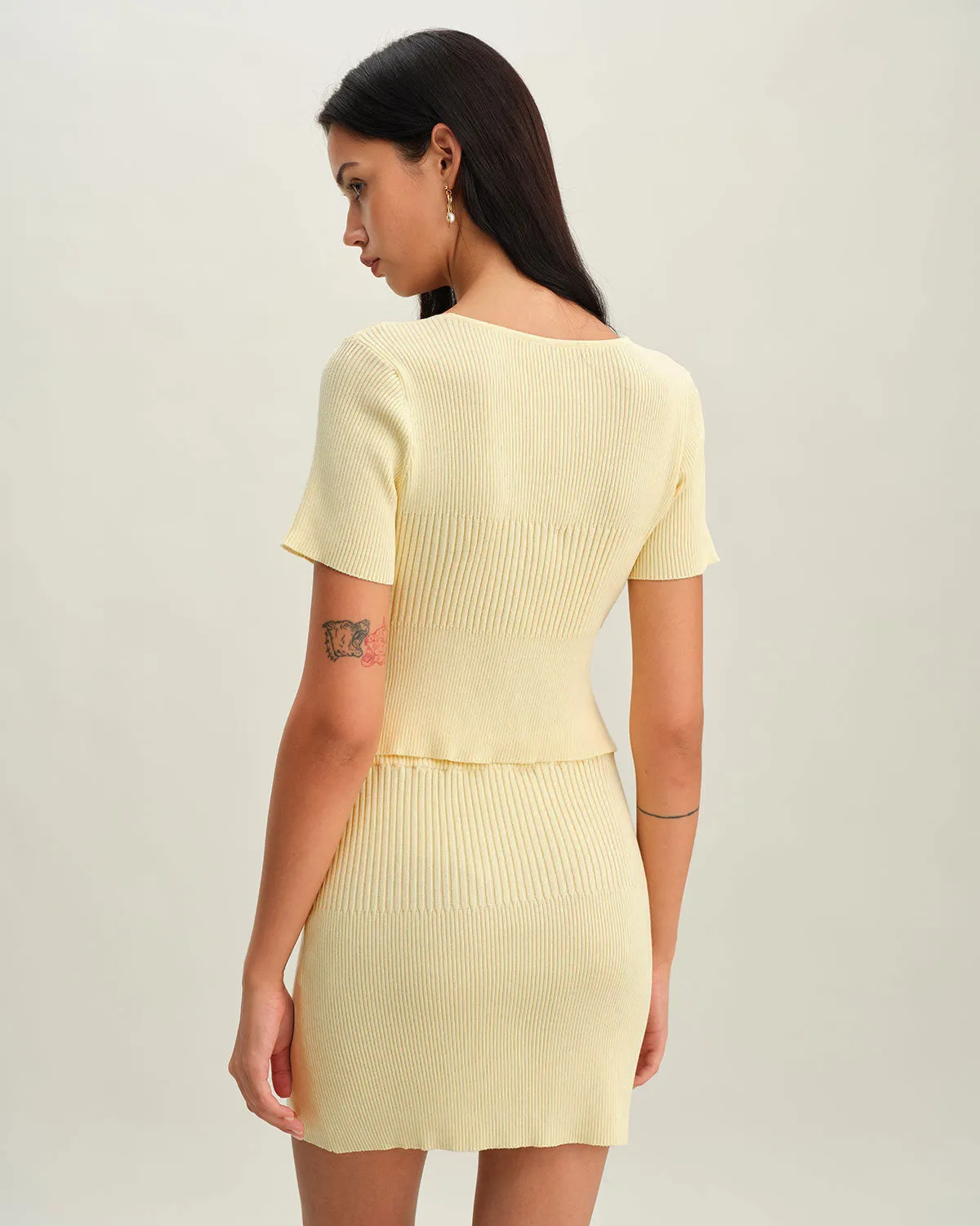 Beige V Neck Button Knit Cardigan sold by rihoas product image thumbnail 4