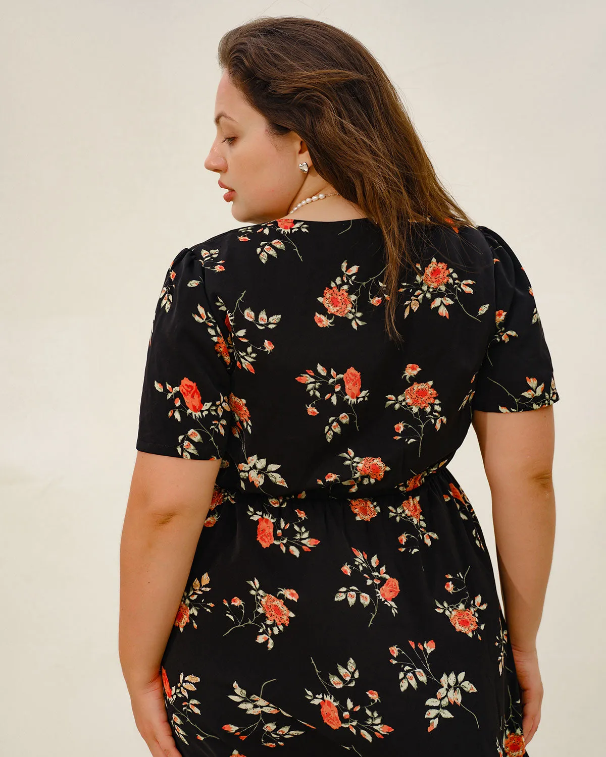 Black Floral Plus Size Maxi Dress sold by rihoas product image thumbnail 5