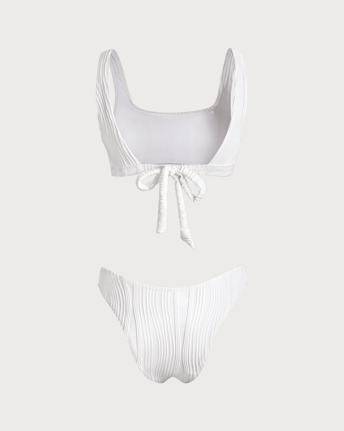 The White Square Neck Textured Bikini Set sold by rihoas product image thumbnail 6