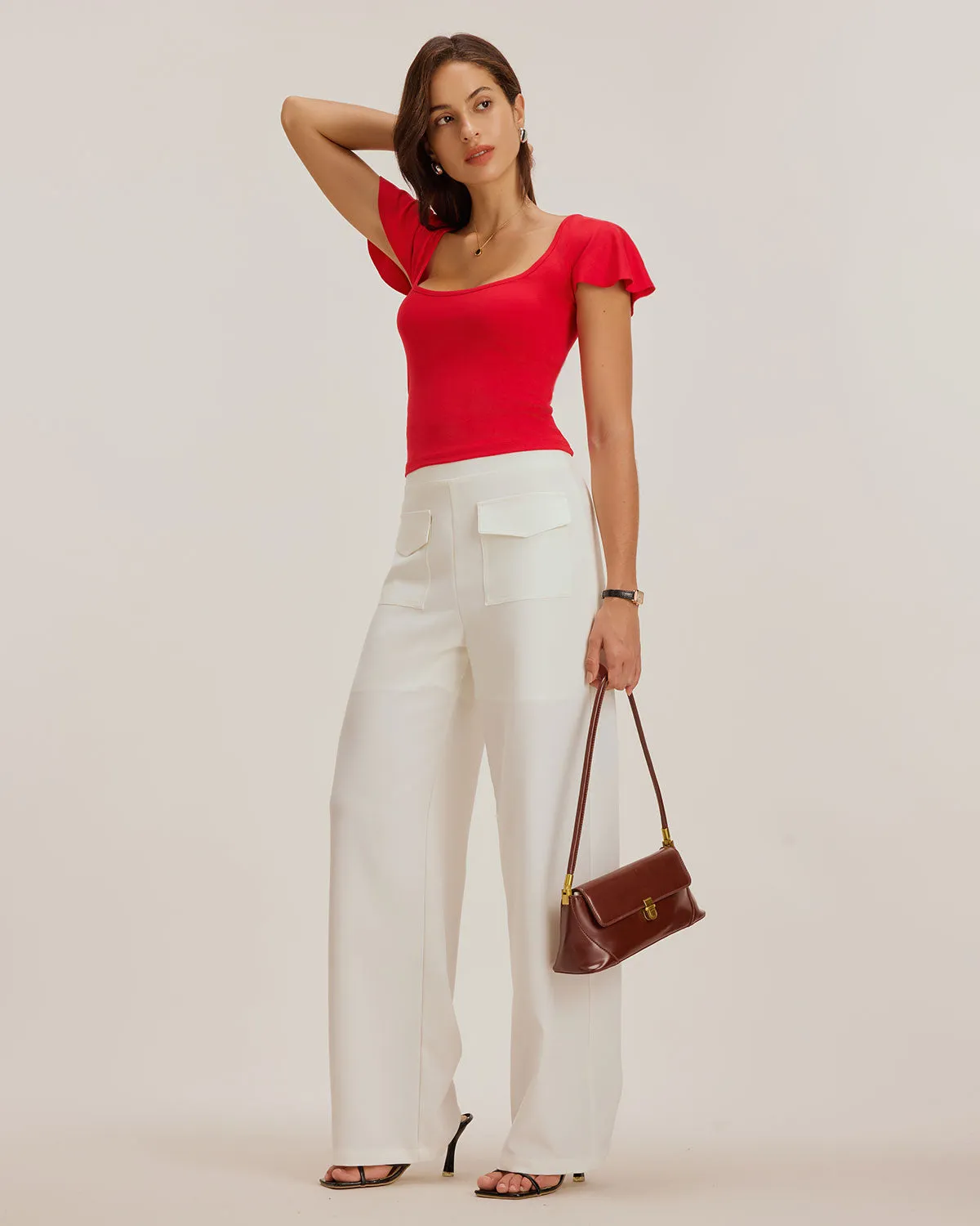 Red U Neck Slim T-shirt sold by rihoas product image thumbnail 5