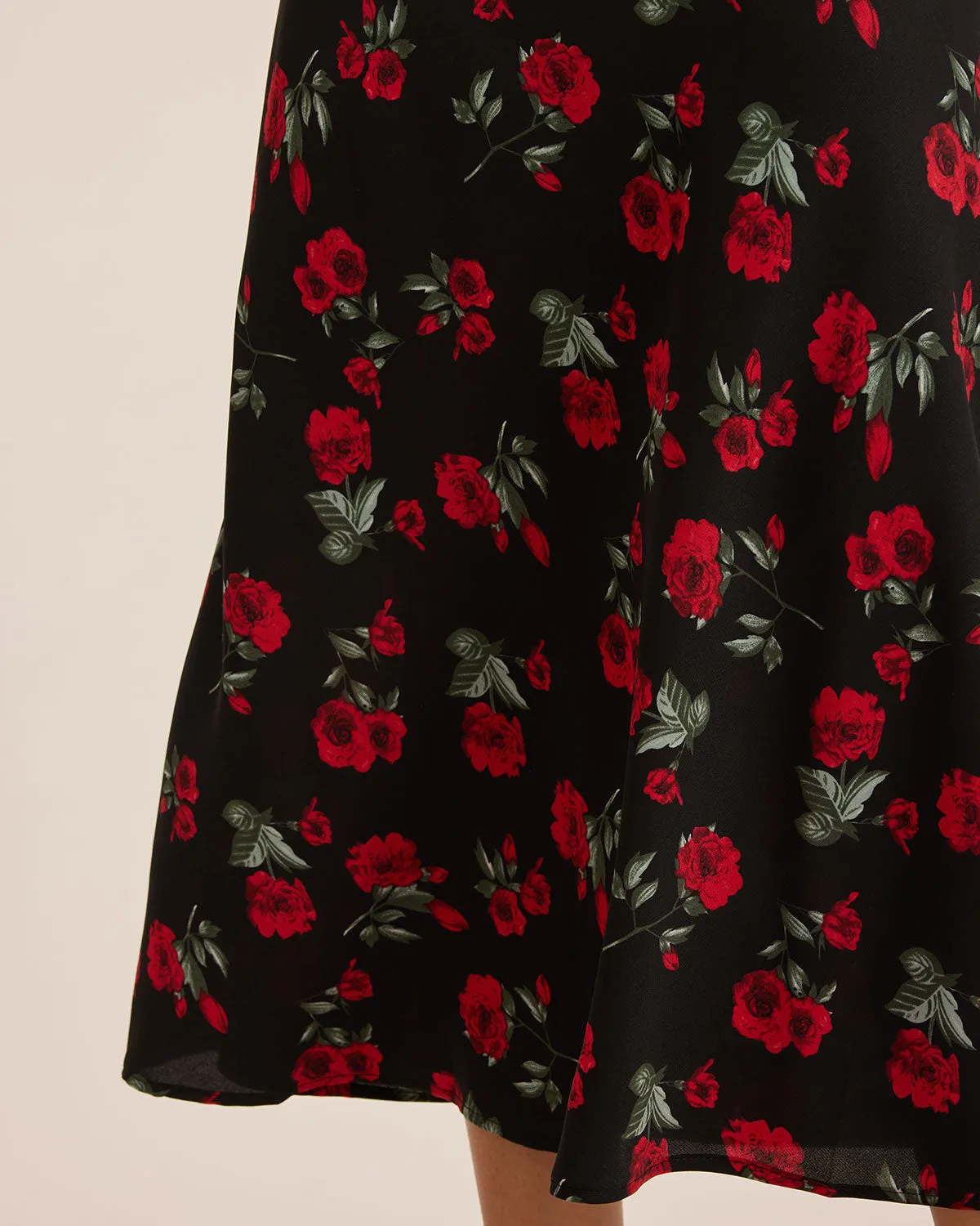 Black Floral Ruffle Sleeveless Maxi Dress sold by rihoas product image thumbnail 3