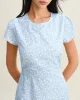 Blue Round Neck Button Slit Midi Dress sold by rihoas