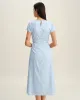 Blue Round Neck Button Slit Midi Dress sold by rihoas