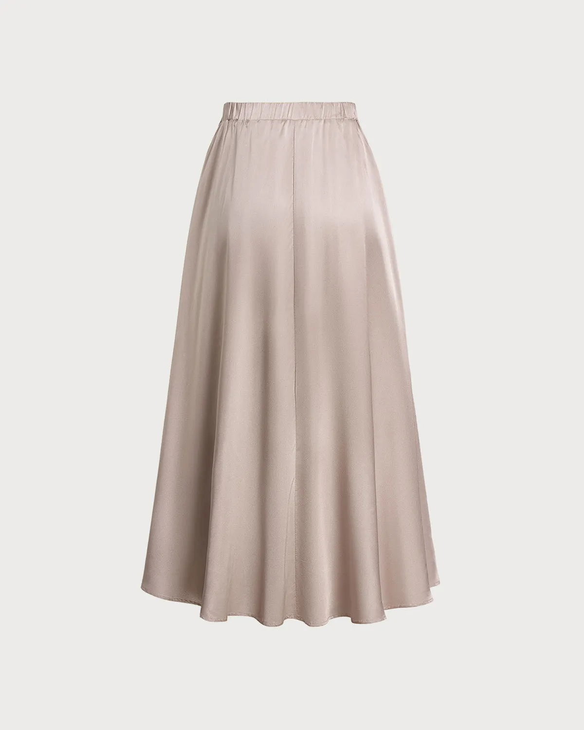 Pink Elastic Waist Flared Midi Skirt sold by rihoas product image thumbnail 2