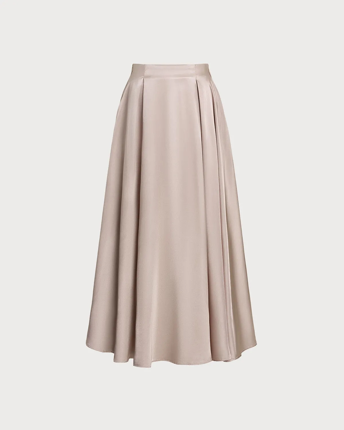 Pink Elastic Waist Flared Midi Skirt sold by rihoas