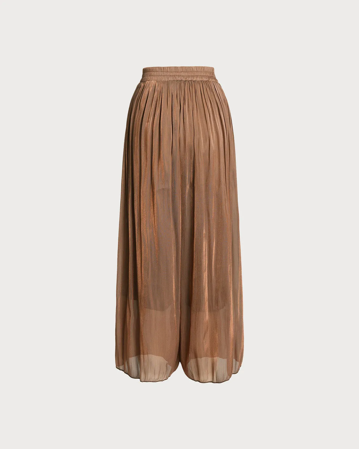 Caramel Elastic Waist Ruched A-Line Skorts sold by rihoas product image thumbnail 2