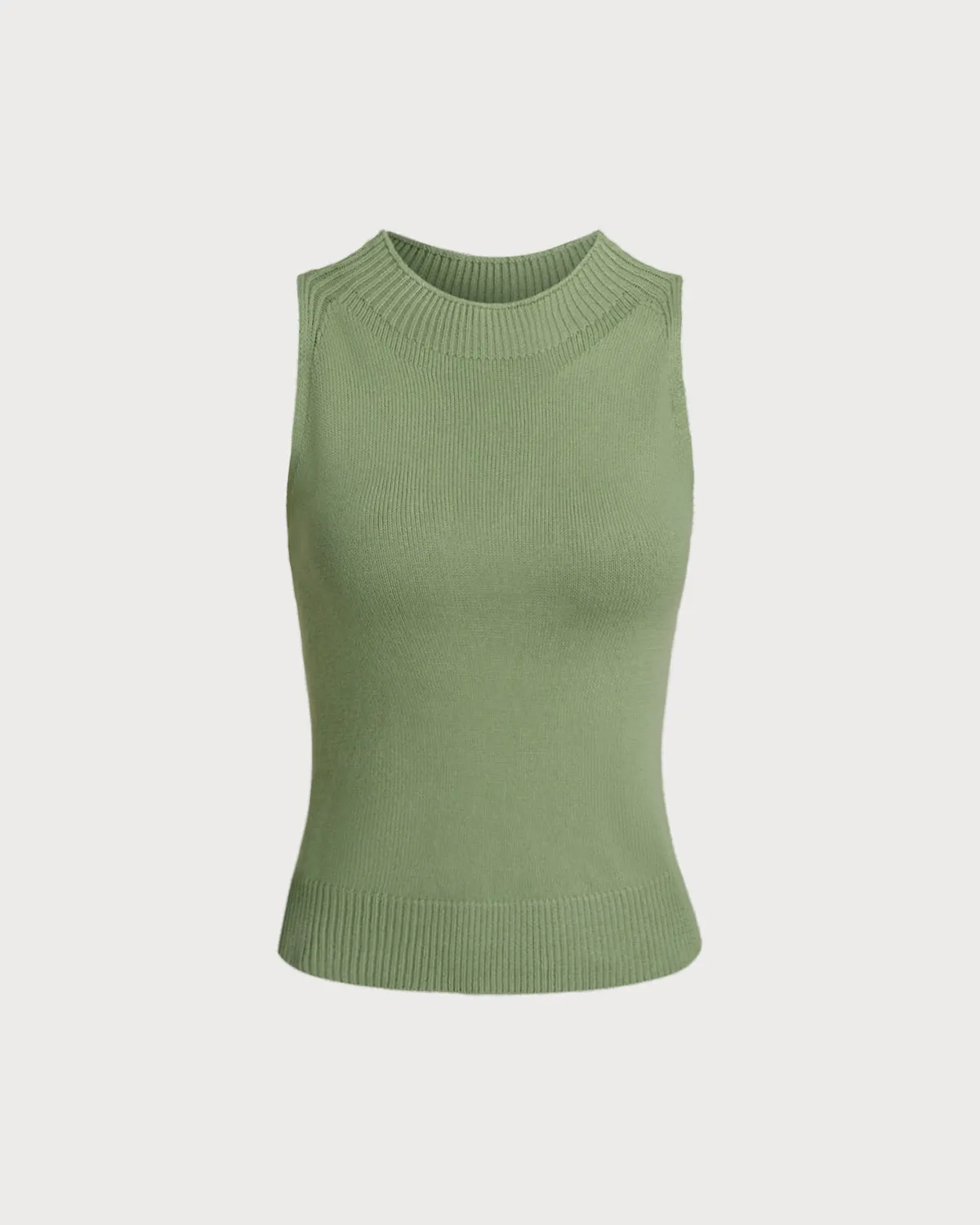 Green Mock Neck Slim Tank Top sold by rihoas