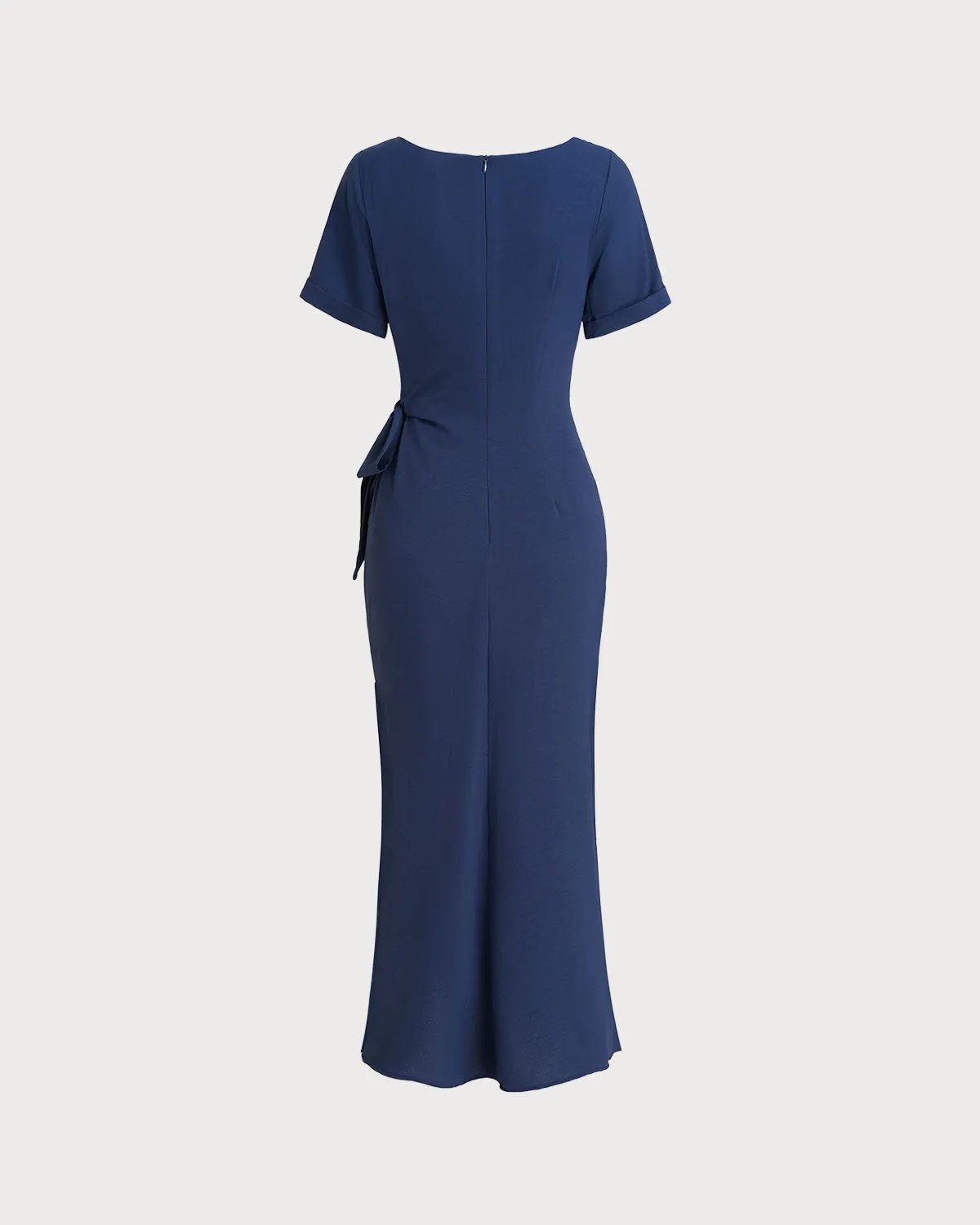 Blue Round Neck Short Sleeve Maxi Dress sold by rihoas product image thumbnail 2