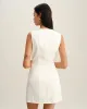 White Floral V Neck Sleeveless Mini Dress sold by rihoas