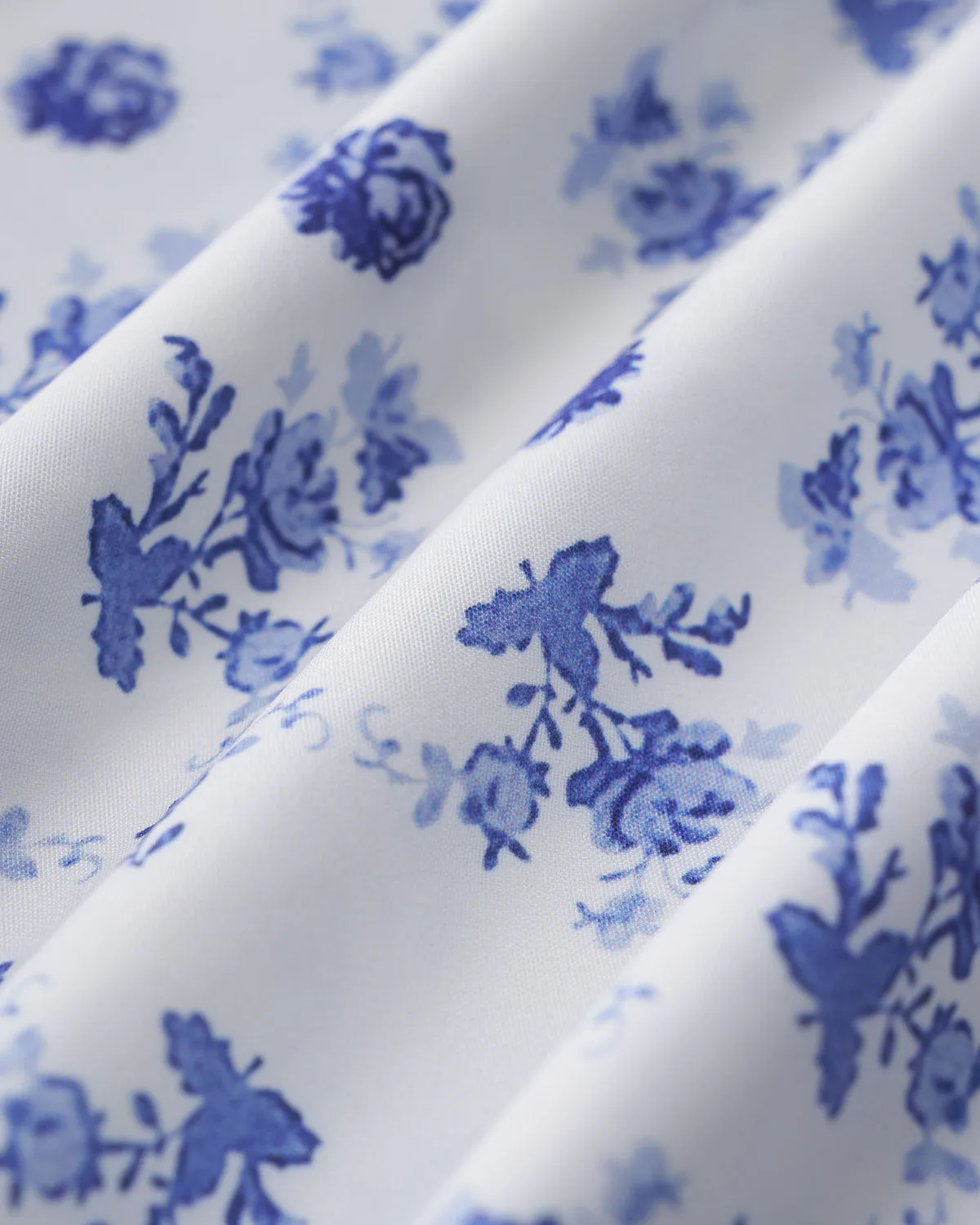 Blue Floral Square Neck Ruched Midi Dress sold by rihoas product image thumbnail 3