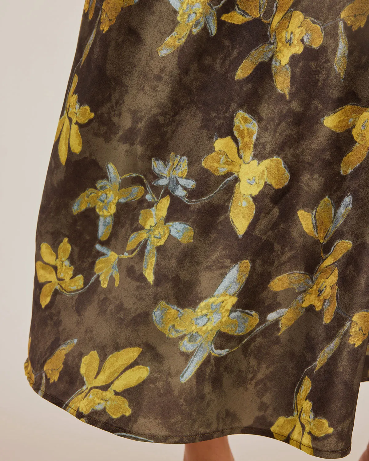 Yellow Floral Straight Midi Skirt sold by rihoas product image thumbnail 2