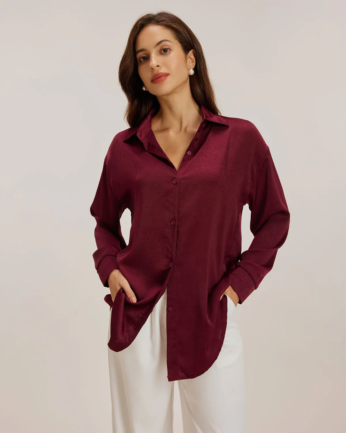 Red Button Loose Shirt sold by rihoas product image thumbnail 3