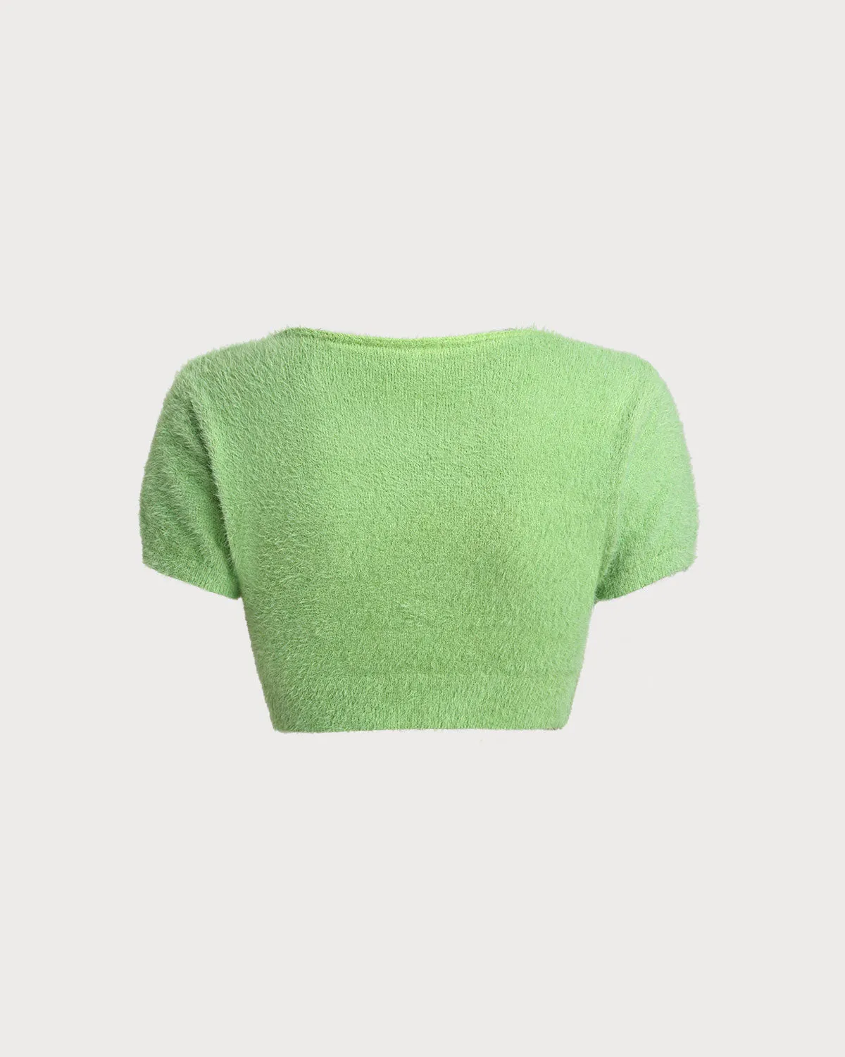 Green Square Neck Cropped Knit Tee sold by rihoas product image thumbnail 2
