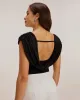 Black U Neck Ruched Tee sold by rihoas