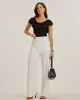 Black U Neck Ruched Tee sold by rihoas