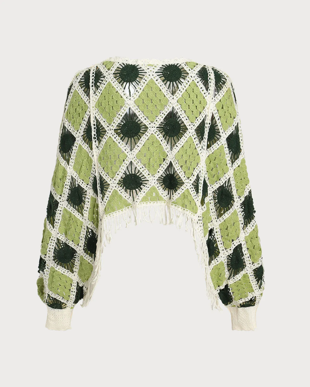 Green Cropped Crochet Sweater sold by rihoas product image thumbnail 2