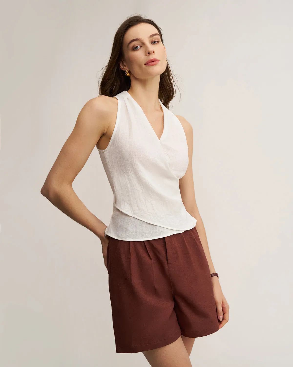 White Wrap Tie-back Vest sold by rihoas product image thumbnail 4