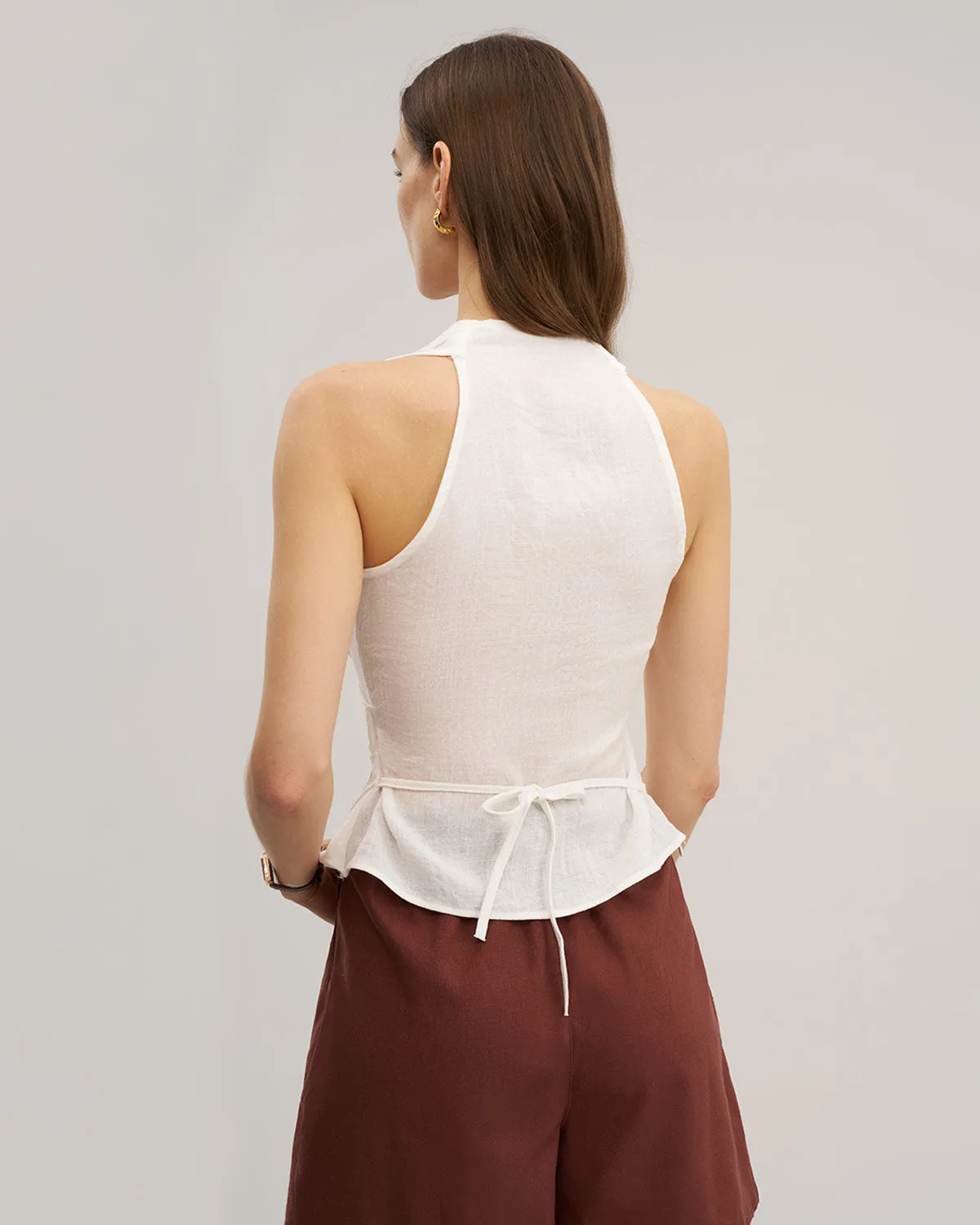 White Wrap Tie-back Vest sold by rihoas product image thumbnail 5