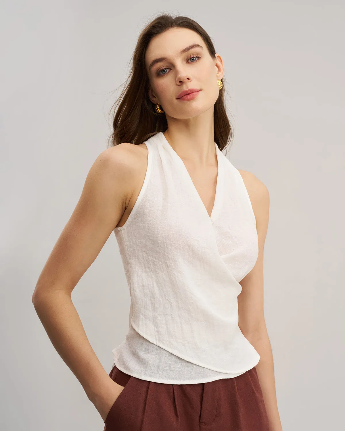 White Wrap Tie-back Vest sold by rihoas product image thumbnail 3