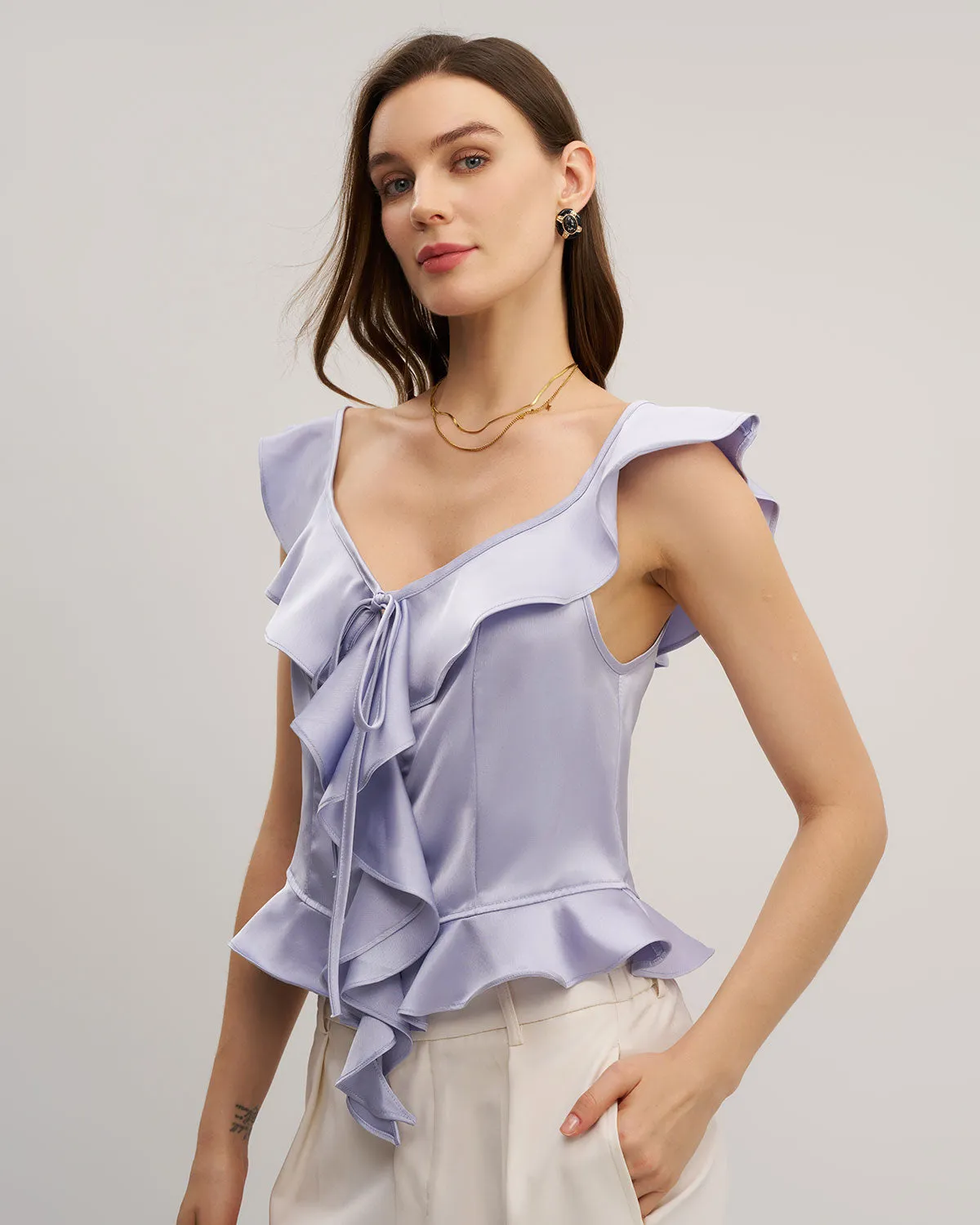 Purple Ruffle Tank Top sold by rihoas product image thumbnail 3