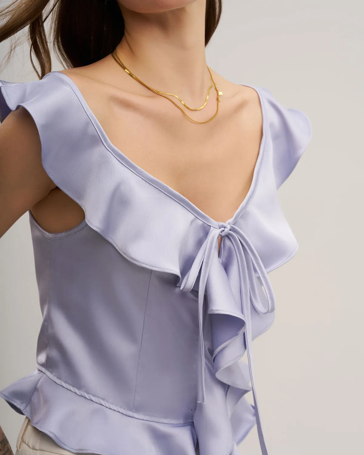 Purple Ruffle Tank Top sold by rihoas product image thumbnail 2