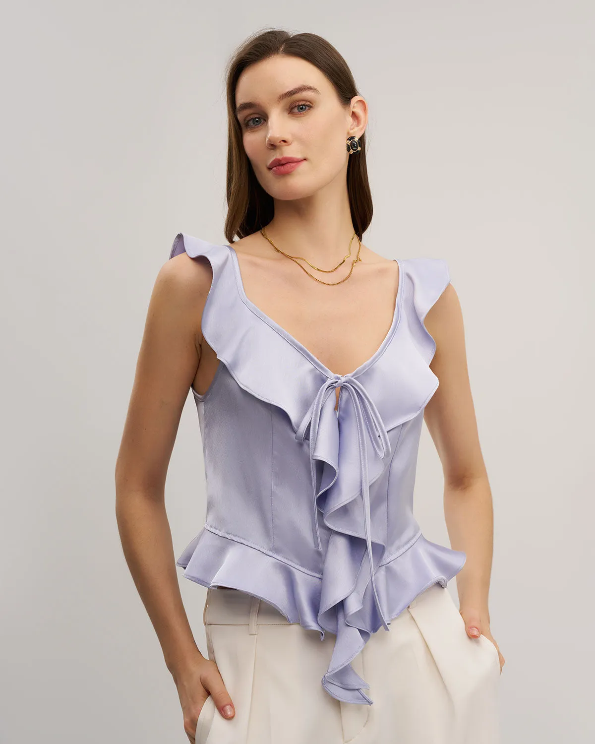 Purple Ruffle Tank Top sold by rihoas