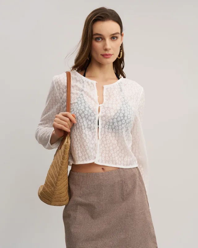White See-Through Cardigan sold by rihoas