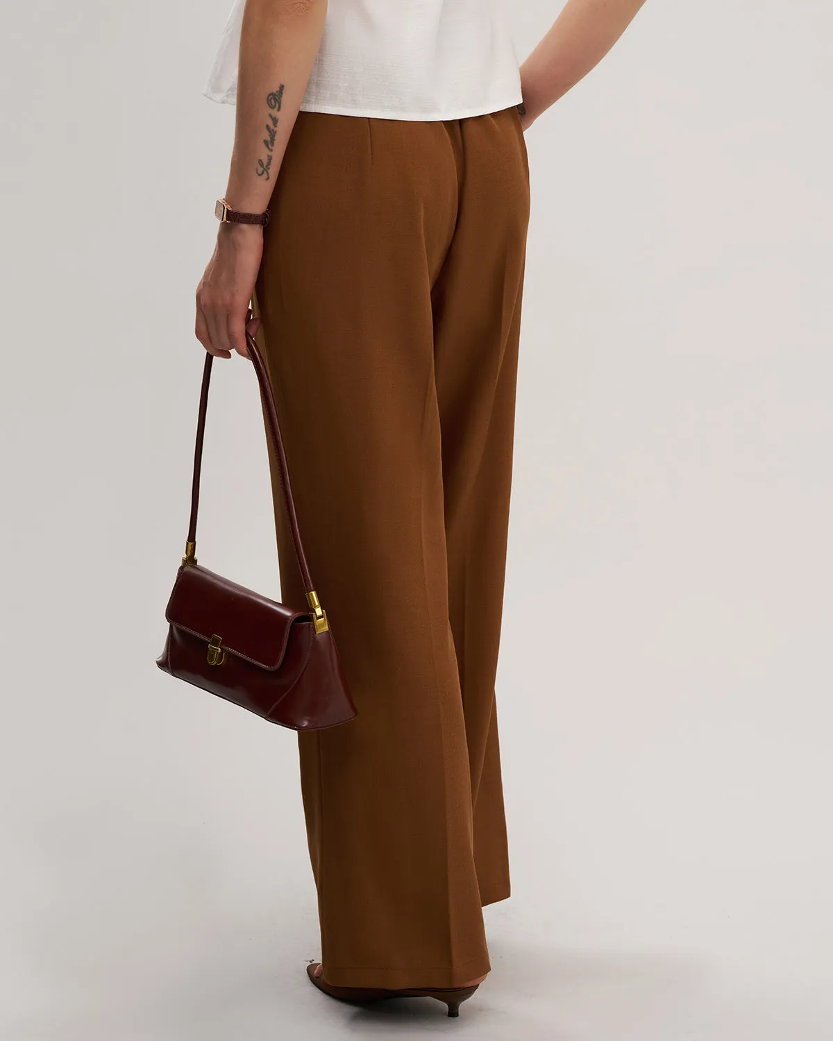 Caramel Elastic Waist Straight Pants sold by rihoas product image thumbnail 4