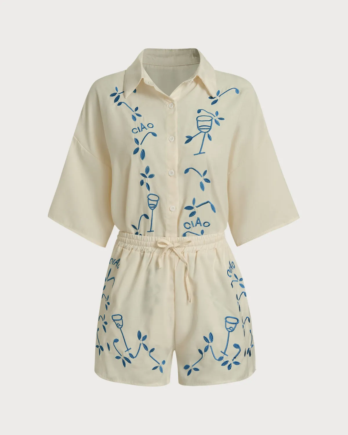 Beige Elastic Waist Pants Set sold by rihoas product image thumbnail 2